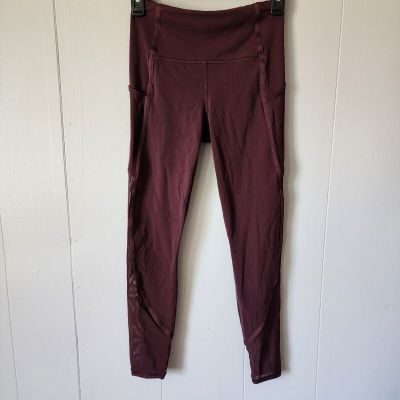 Athleta Vitality Stash Pocket 7/8 Length Leggings in Maroon Purple Size Xs